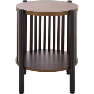 SAFAVIEH Home Collection – Marami Round Accent Table, Walnut Finish Top, Black Metal Legs, Modern Accent Table for Living Room or Bedroom (ACC3601A)(Walnut/Black)