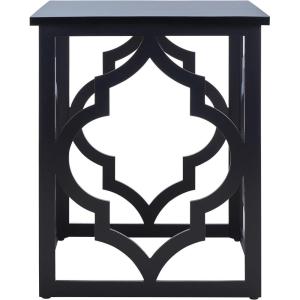 SAFAVIEH Home Collection – Milo Silver Leaf Trellis End Table, Quatrefoil Open Frame Accent Table, Fully Assembled (AMH1508A)(Black)