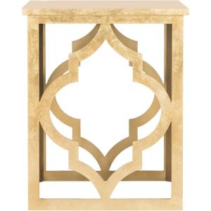 SAFAVIEH Home Collection – Milo Silver Leaf Trellis End Table, Quatrefoil Open Frame Accent Table, Fully Assembled (AMH1508A)(Gold)