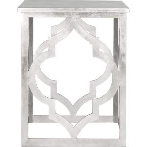 SAFAVIEH Home Collection – Milo Silver Leaf Trellis End Table, Quatrefoil Open Frame Accent Table, Fully Assembled (AMH1508A)(Silver)