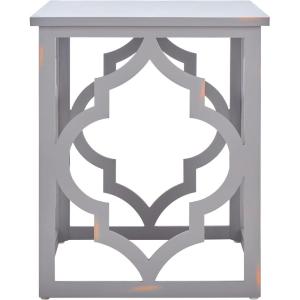 SAFAVIEH Home Collection – Milo Silver Leaf Trellis End Table, Quatrefoil Open Frame Accent Table, Fully Assembled (AMH1508A)(Taupe)
