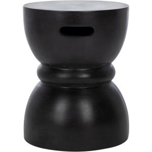 SAFAVIEH Outdoor Collection Haruki Modern Dark Grey Concrete Round Accent Table (Fully Assembled)(Black)