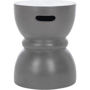 SAFAVIEH Outdoor Collection Haruki Modern Dark Grey Concrete Round Accent Table (Fully Assembled)(Grey)