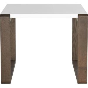 Safavieh Home Collection Bartholomew Mid-Century Modern White and Dark Brown End Table(White / Dark Brown)