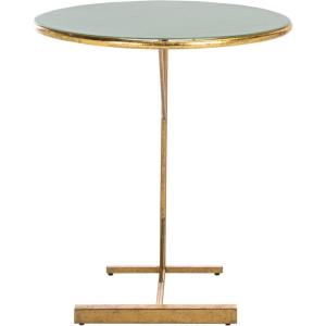 Safavieh Home Collection Sionne Yellow and Gold Round C Accent Table(Hunter Green / Gold)