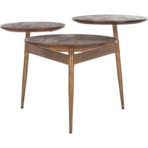 Safavieh Home Ian Mid-Century Modern Honey and Gold 3-Circle Accent Table