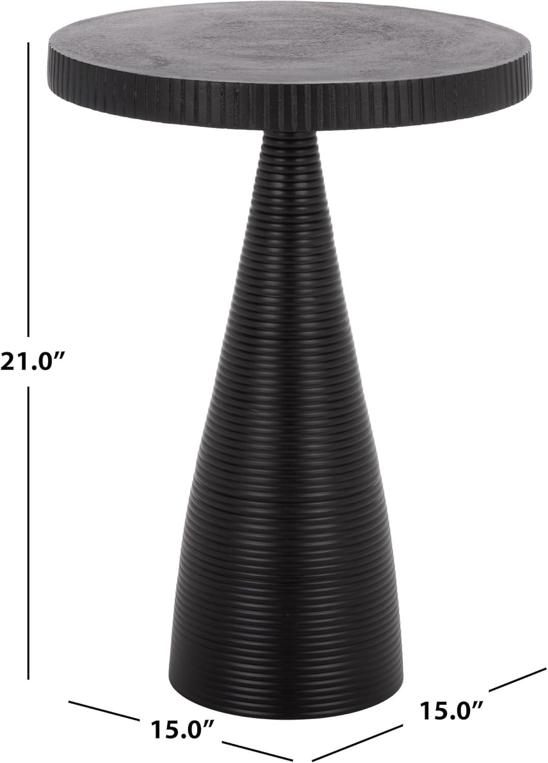 image:imageSAFAVIEH Home Collection Champeaux Black Metal Accent Table Round Top Pedestal Design FOX5527D