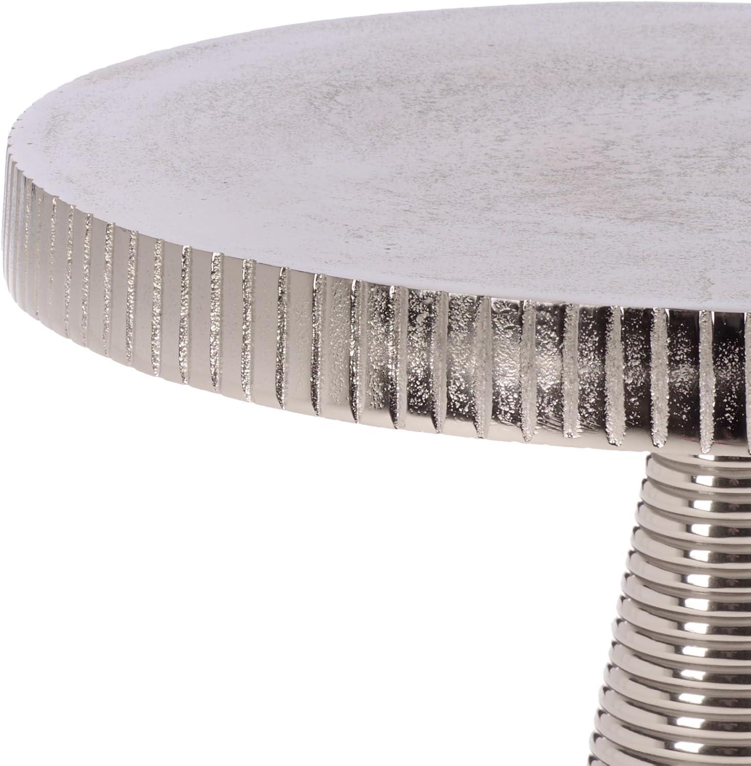 image:imageSAFAVIEH Home Collection Champeaux Silver Metal Accent Table Round Top Pedestal Design FOX5527E