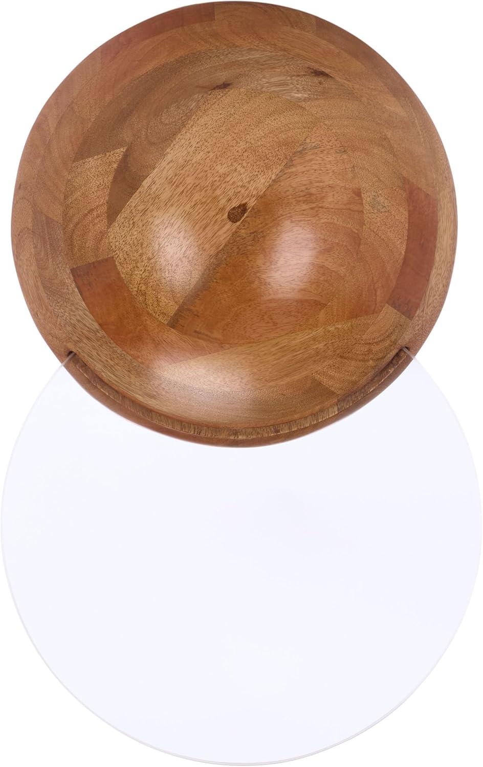 image:imageSAFAVIEH Home Collection Cuban Accent Table with Round Clear Glass Top amp Walnut Brown Solid Wood Dome Base Fully Assembled ACC3226AGlassWalnut