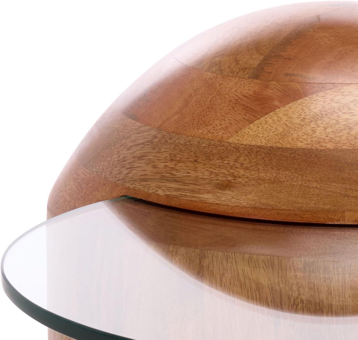 image:imageSAFAVIEH Home Collection Cuban Accent Table with Round Clear Glass Top amp Walnut Brown Solid Wood Dome Base Fully Assembled ACC3226AGlassWalnut