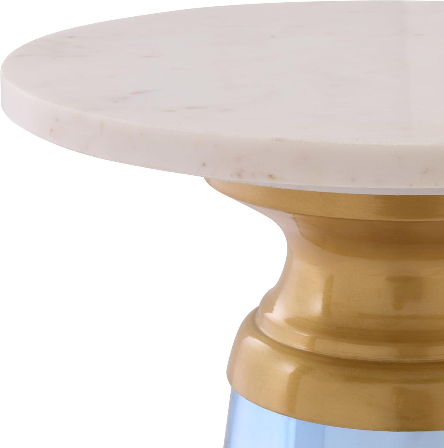 image:imageSAFAVIEH Home Collection Guido Side Table White Marble Top amp Blue Base Modern Accent Table Fully Assembled ACC3215ABlueNatural