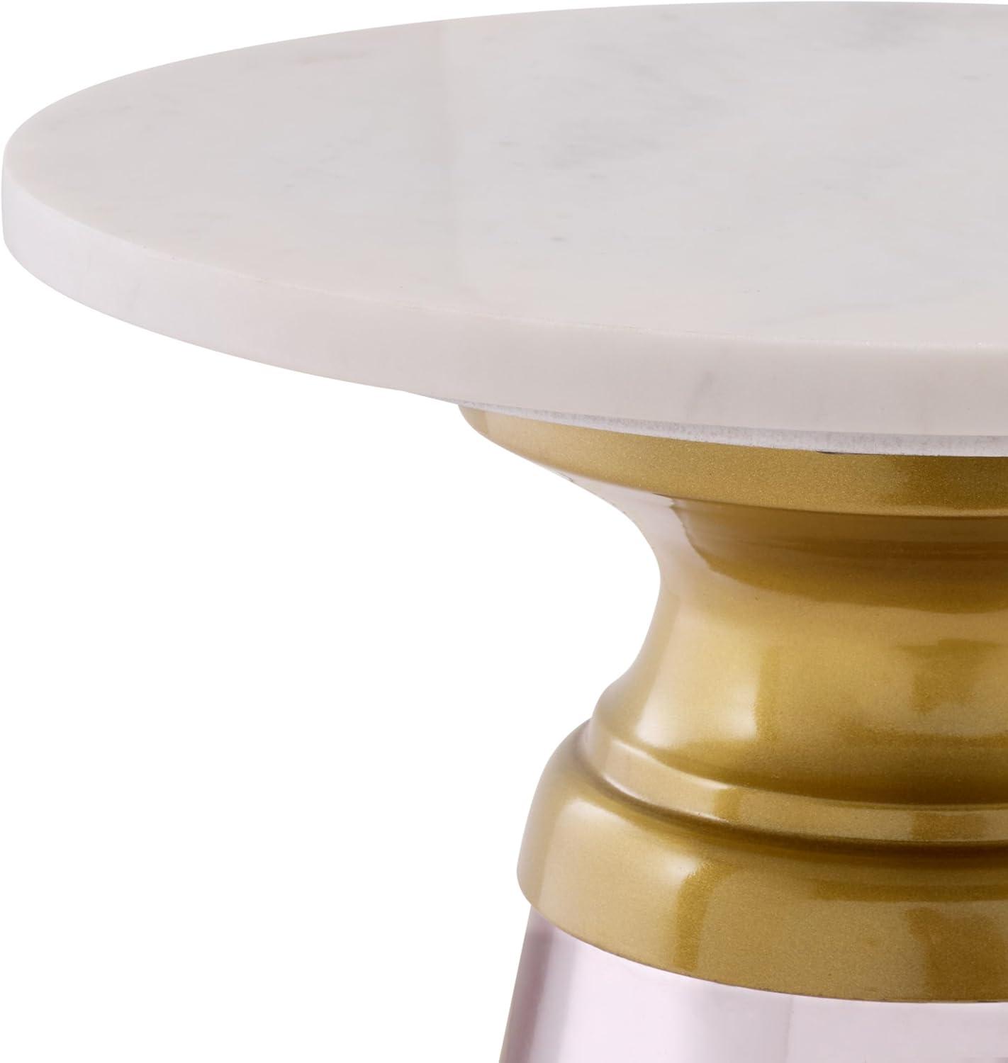 image:imageSAFAVIEH Home Collection Guido Side Table White Marble Top amp Blue Base Modern Accent Table Fully Assembled ACC3215APinkWhite