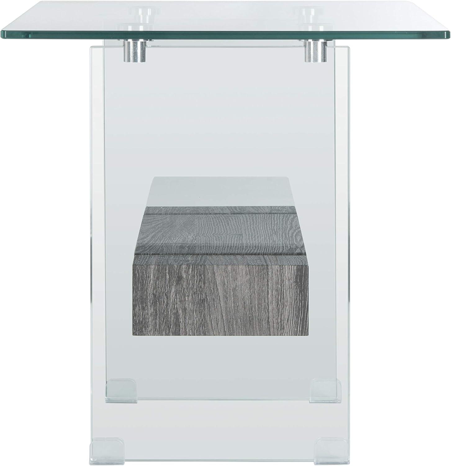 image:imageSAFAVIEH Home Collection Kayley Modern Glass Accent Table with Natural Shelf CleanLined Side Table for Living Room or Bedroom ACC7001AGlass Black Oak