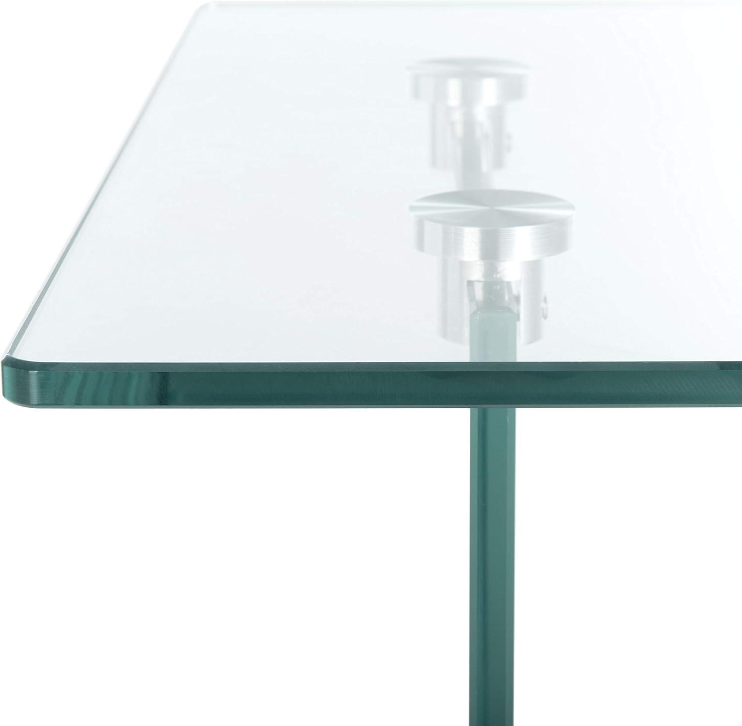 image:imageSAFAVIEH Home Collection Kayley Modern Glass Accent Table with Natural Shelf CleanLined Side Table for Living Room or Bedroom ACC7001ANatural Glass