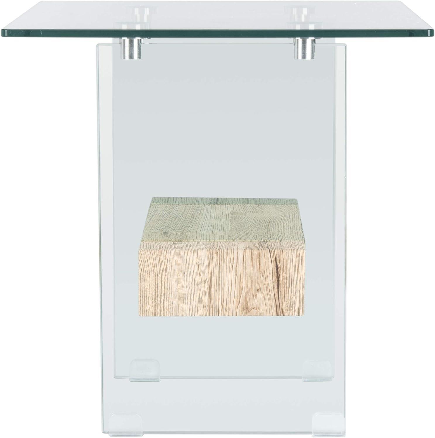 image:imageSAFAVIEH Home Collection Kayley Modern Glass Accent Table with Natural Shelf CleanLined Side Table for Living Room or Bedroom ACC7001ANatural Glass