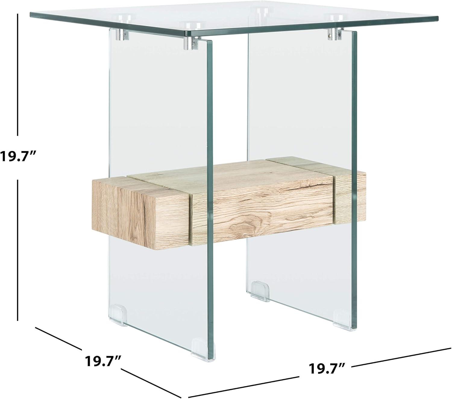 image:imageSAFAVIEH Home Collection Kayley Modern Glass Accent Table with Natural Shelf CleanLined Side Table for Living Room or Bedroom ACC7001ANatural Glass