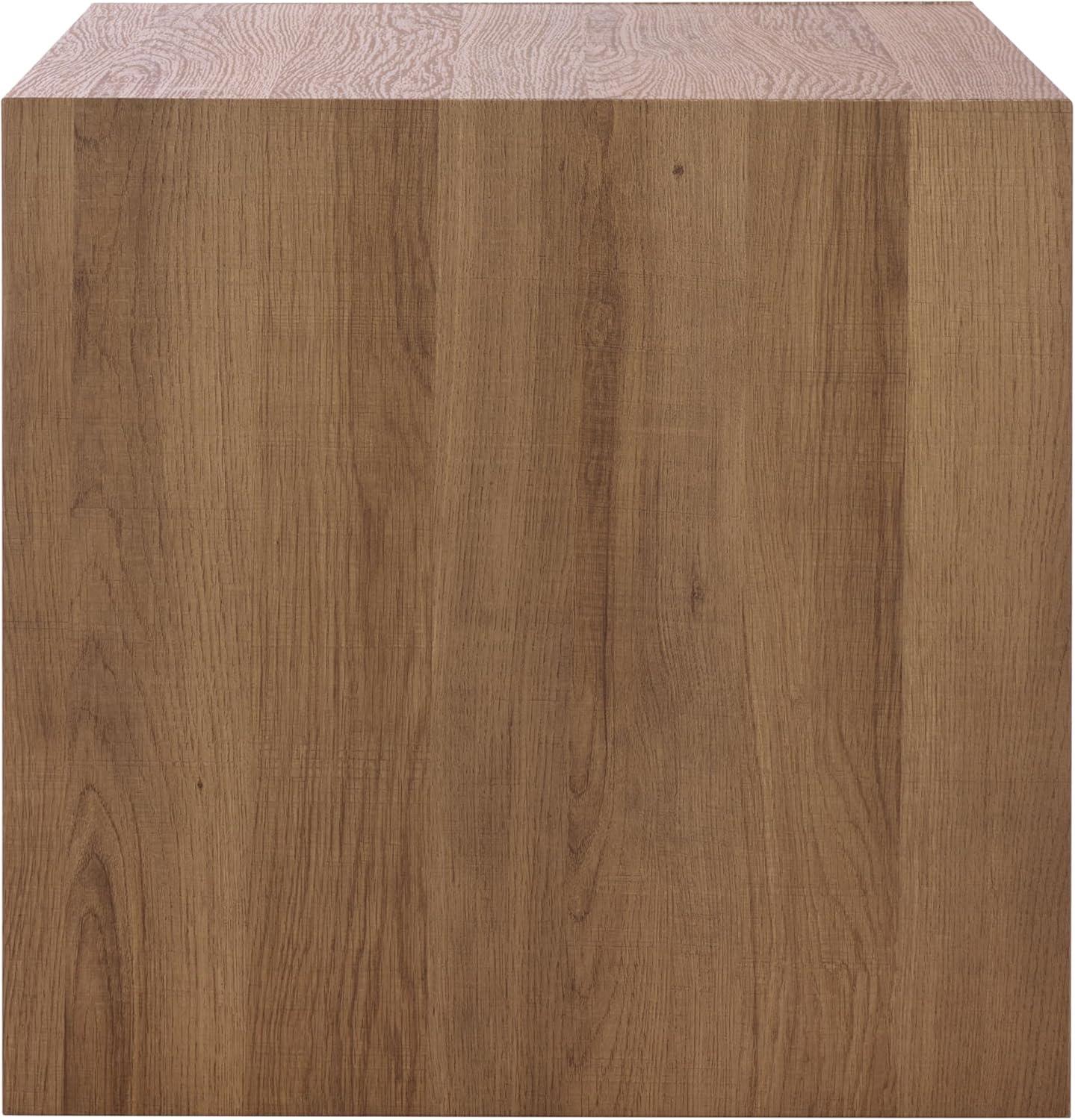 image:imageSAFAVIEH Home Collection Woodrow Square Accent Table Neutral Beige Faux Travertine Veneer ACC7006BNatural Brown