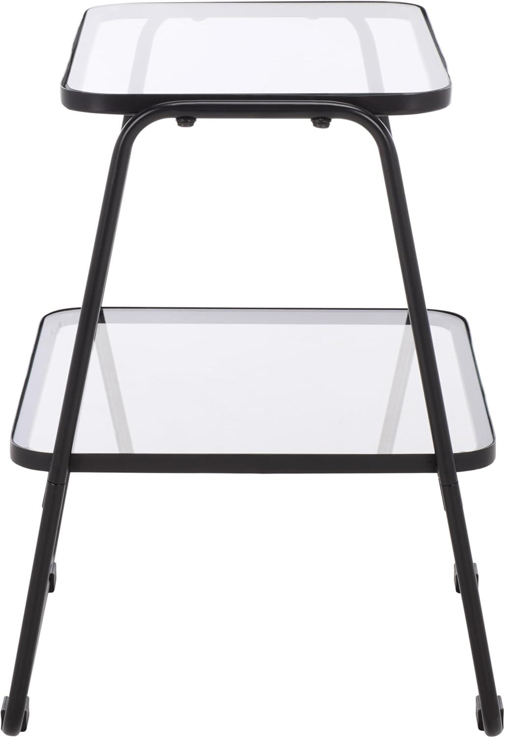 image:imageSAFAVIEH Home Collection Zunia Black Metal amp Glass Accent Table Modern 2Tier Side Table Sleek Contemporary Design ACC2330ABlack