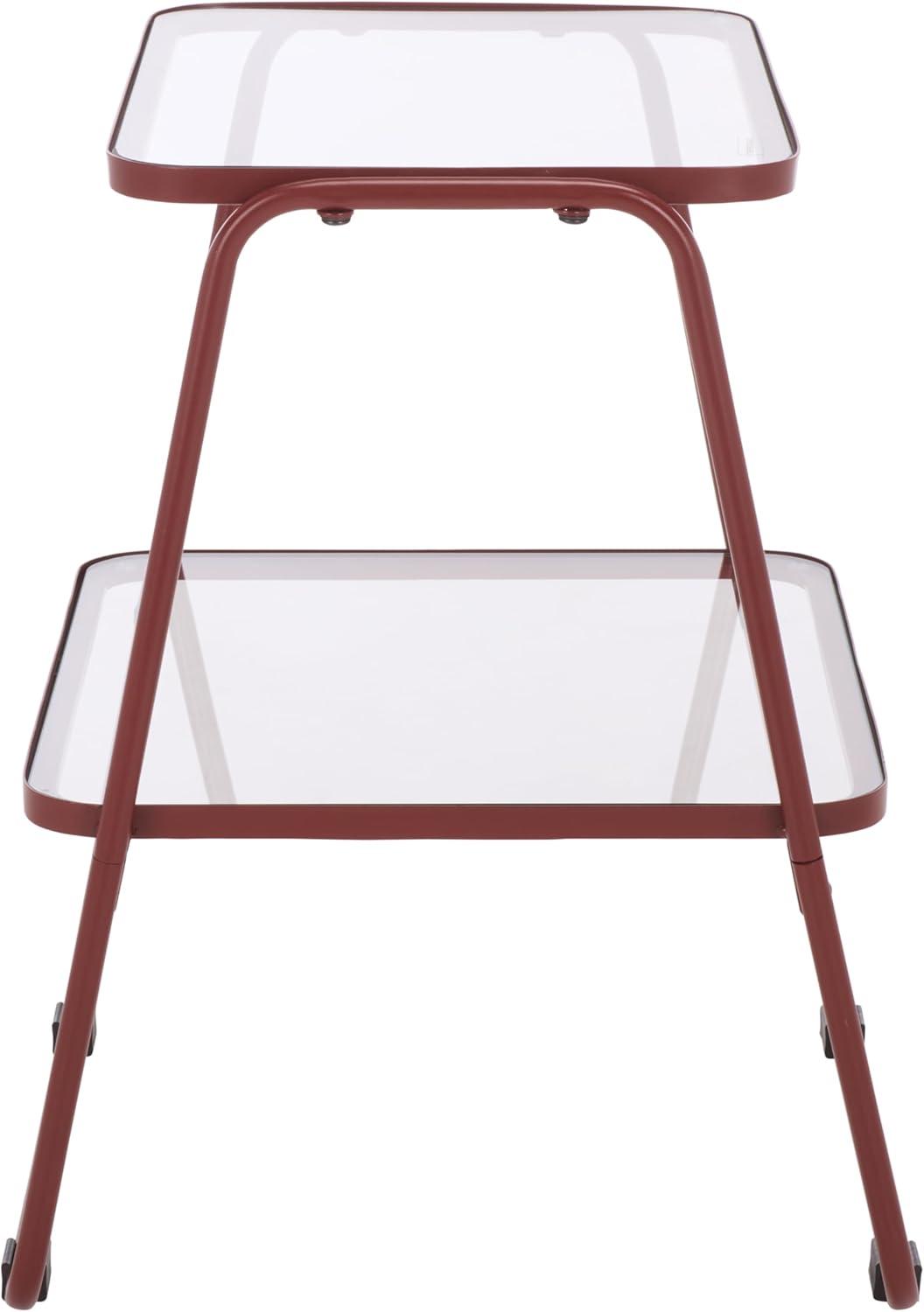image:imageSAFAVIEH Home Collection Zunia Black Metal amp Glass Accent Table Modern 2Tier Side Table Sleek Contemporary Design ACC2330ABrickred
