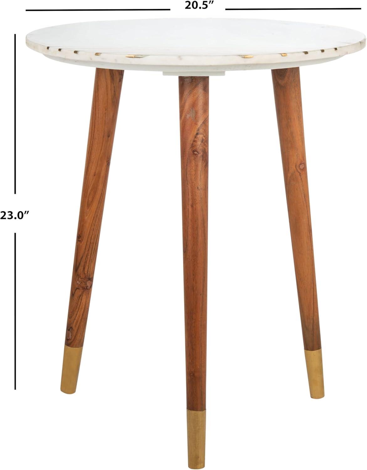 image:imageSAFAVIEH Home Collection Valerie White Marble Brass Round Accent Table Fully Assembled