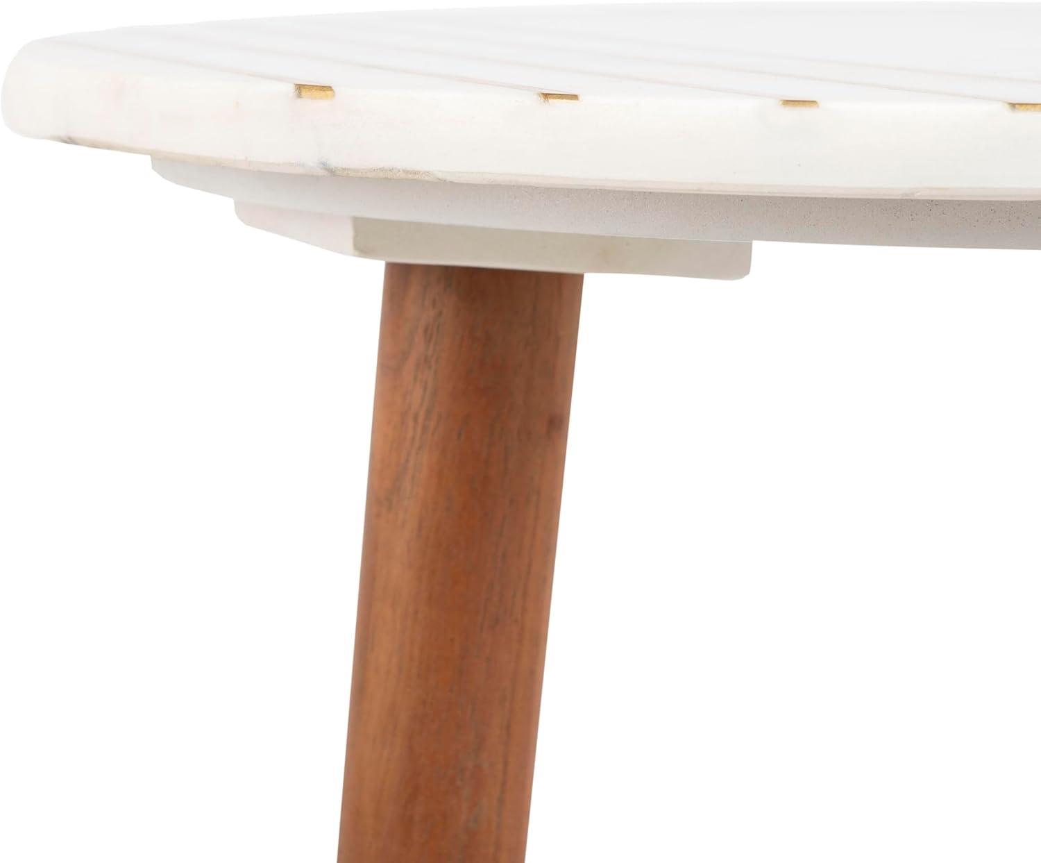 image:imageSAFAVIEH Home Collection Valerie White Marble Brass Round Accent Table Fully Assembled