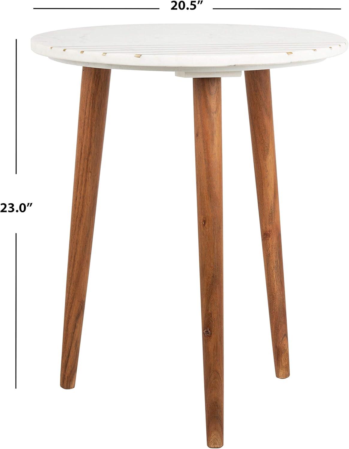 image:imageSAFAVIEH Home Collection Valerie White Marble Brass Round Accent Table Fully Assembled