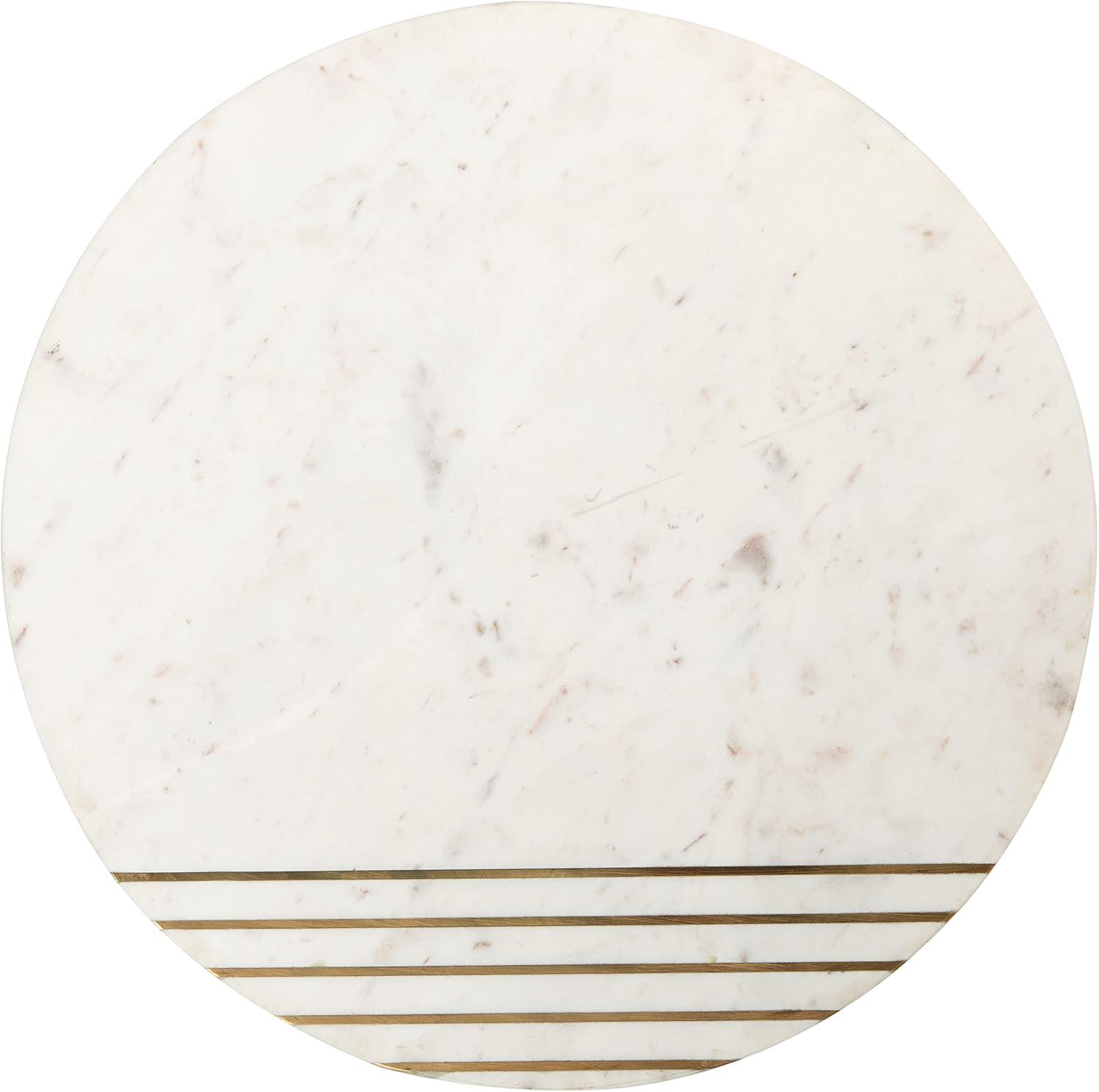 image:imageSAFAVIEH Home Collection Valerie White Marble Brass Round Accent Table Fully Assembled
