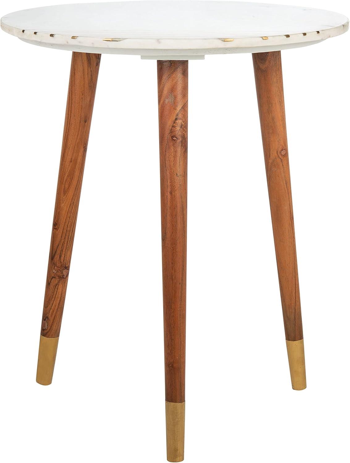 image:imageSAFAVIEH Home Collection Valerie White Marble Brass Round Accent Table Fully Assembled