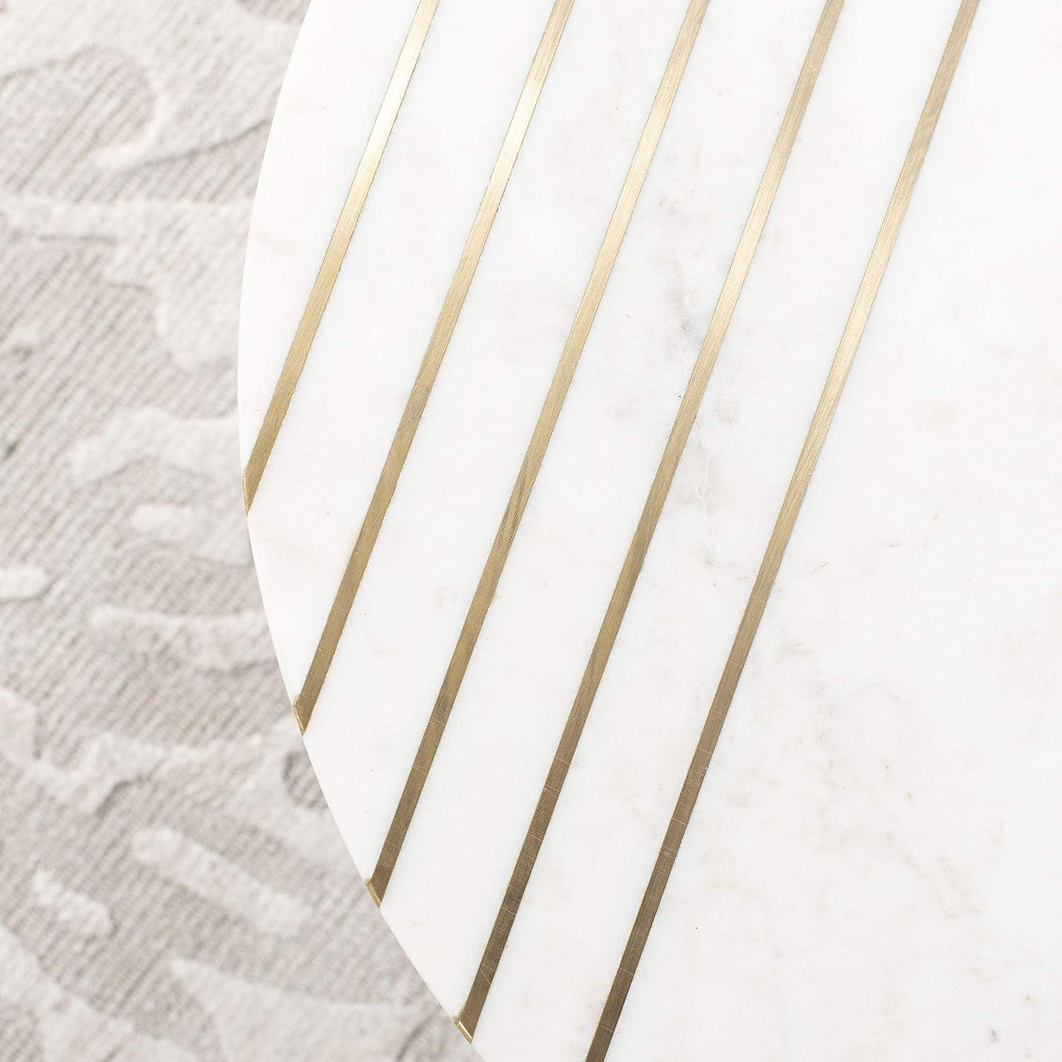 image:imageSAFAVIEH Home Collection Valerie White Marble Brass Round Accent Table Fully Assembled