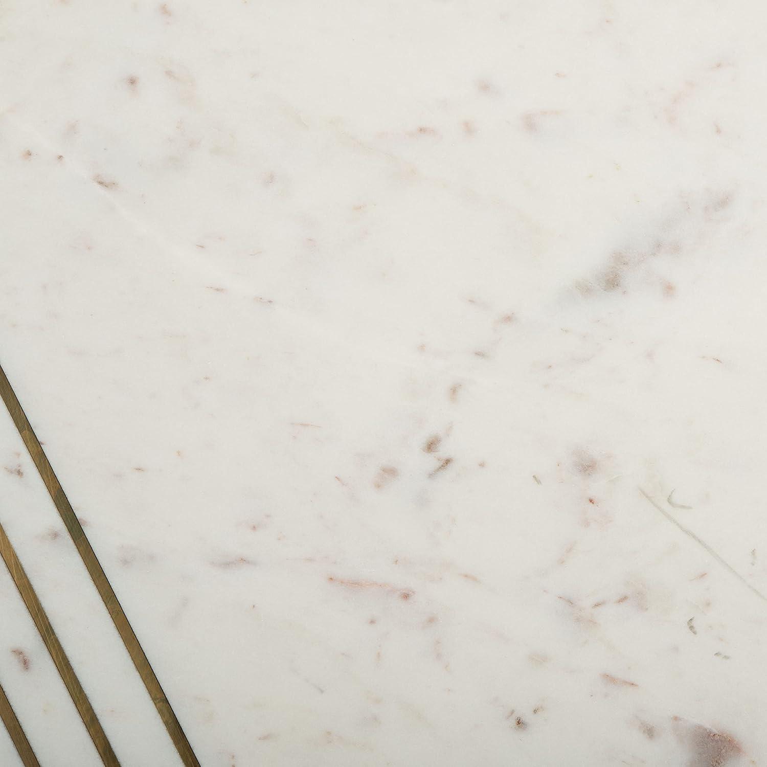 image:imageSAFAVIEH Home Collection Valerie White Marble Brass Round Accent Table Fully Assembled