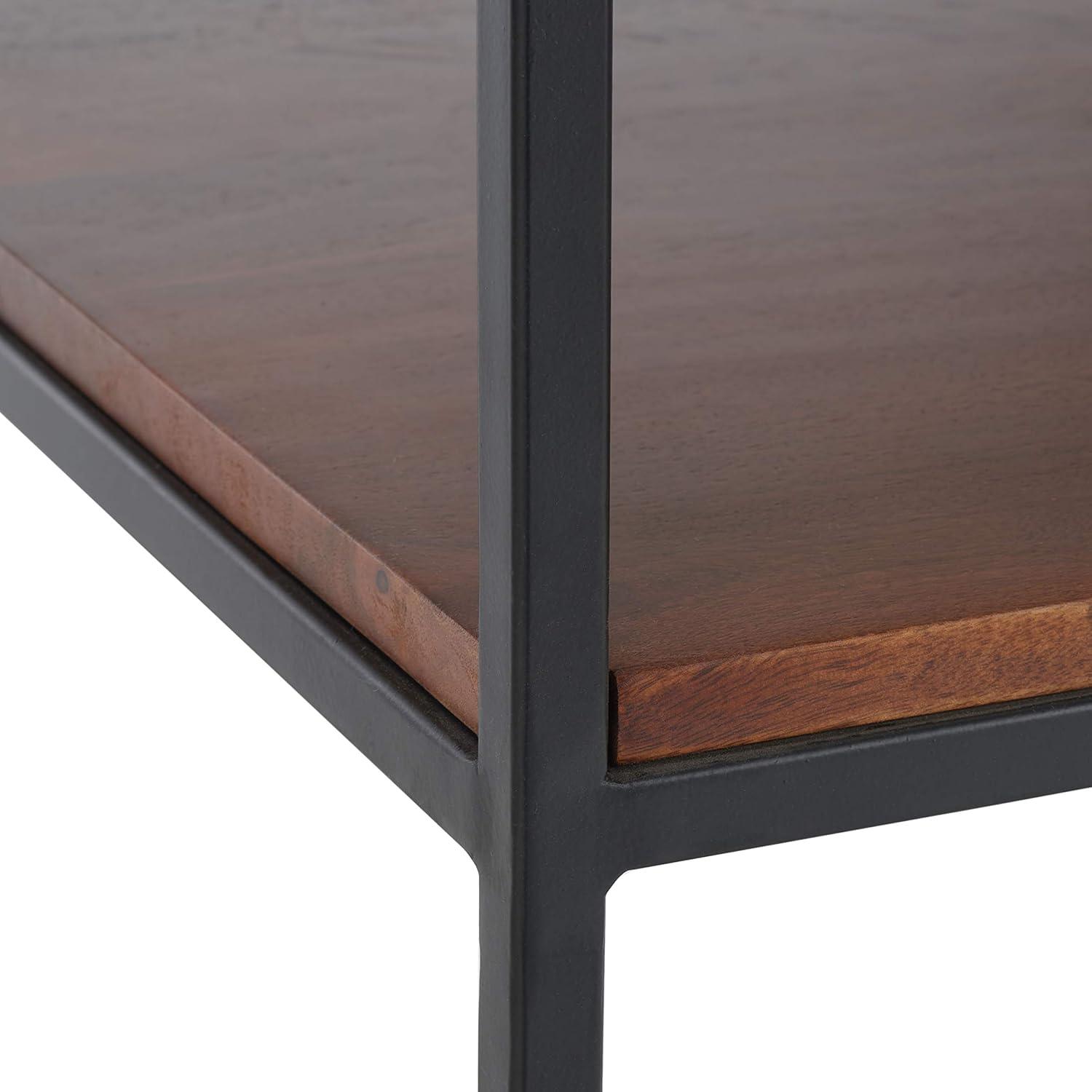 image:imageSAFAVIEH Home Kya White Marble and Walnut 2Tier Accent Table