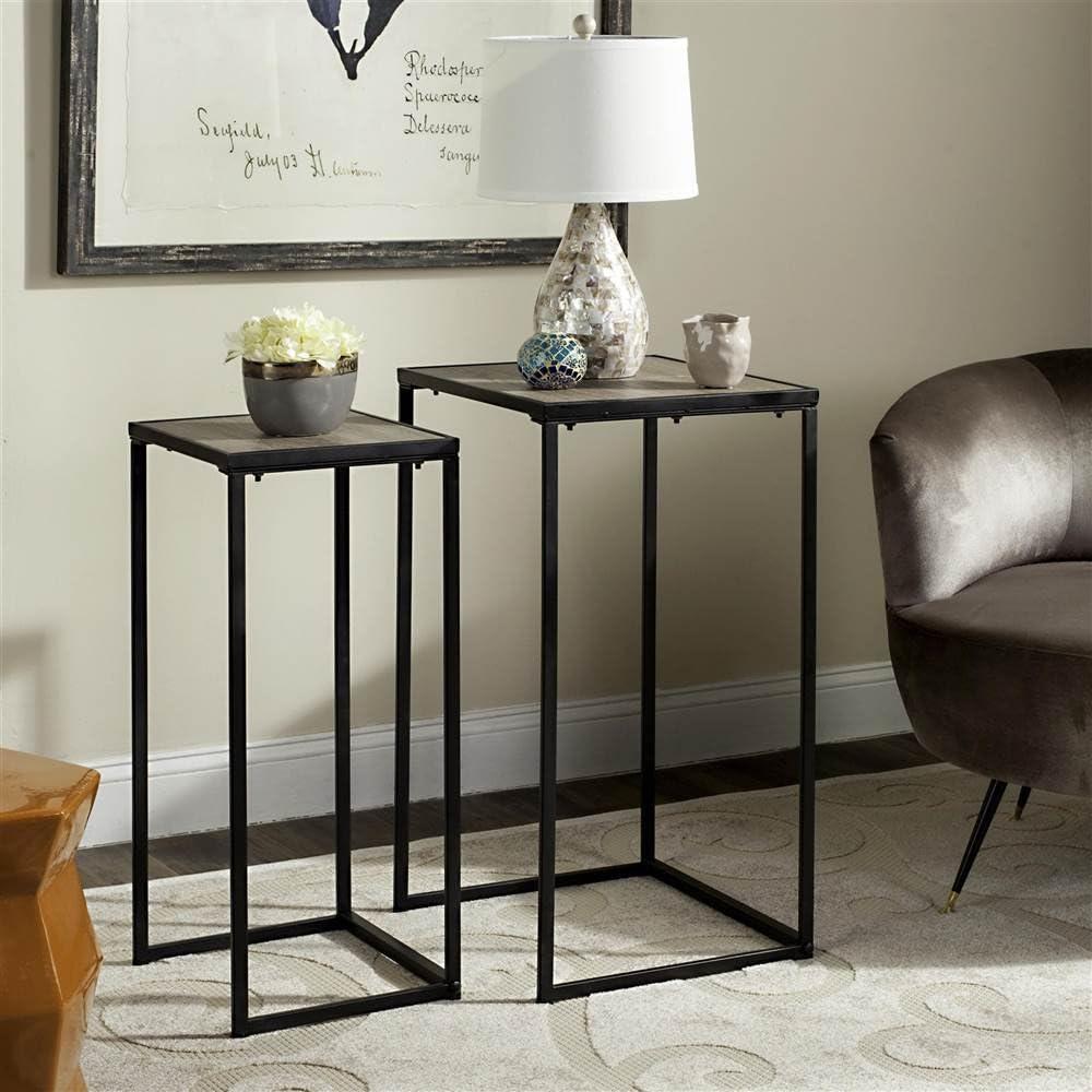 image:imageSafavieh Home Collection Callia Retro MidCentury Light Oak and Black Wood Stacking End Table