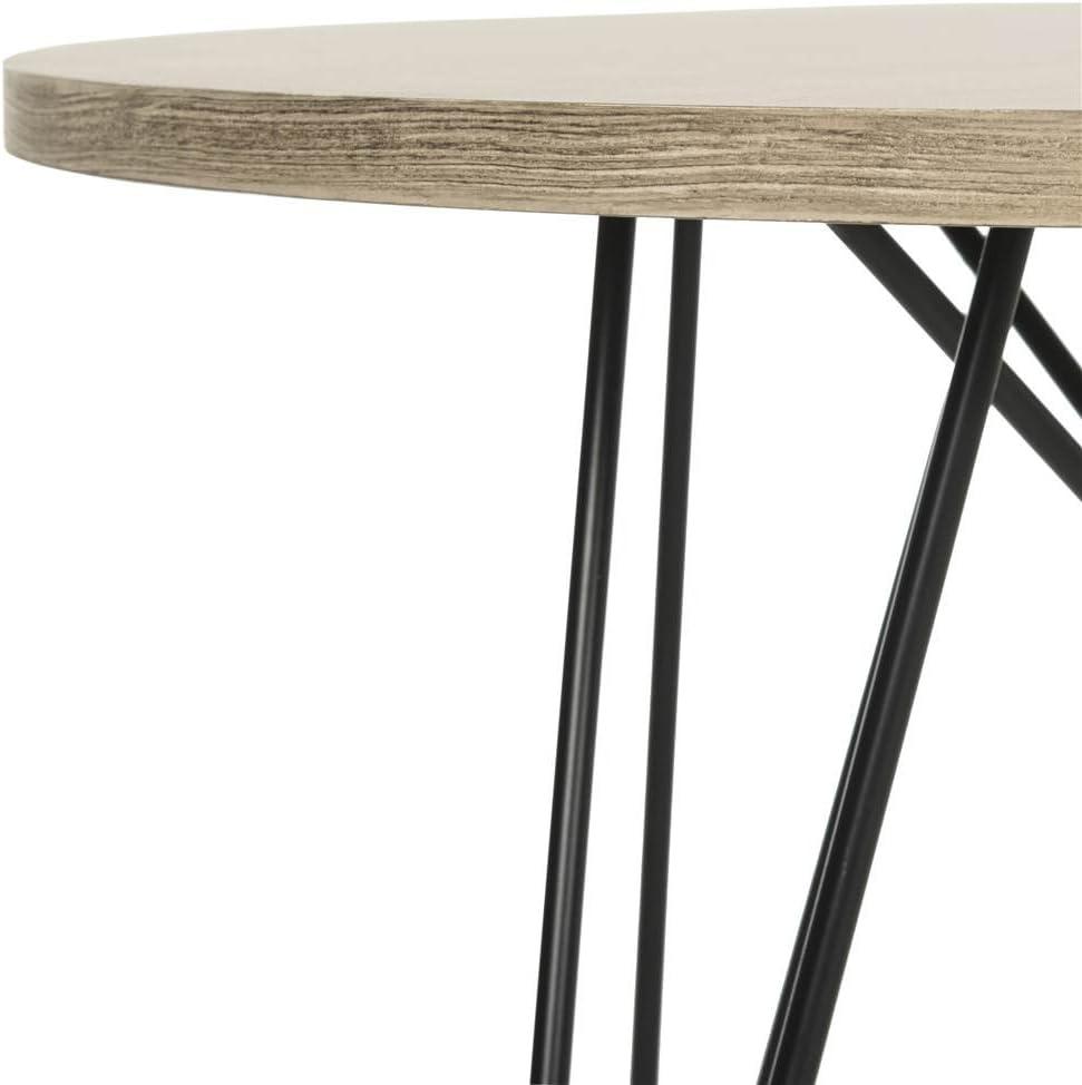 image:imageSafavieh Home Collection Vida Modern White Lacquer Round Hairpin Leg End TableLight Brown