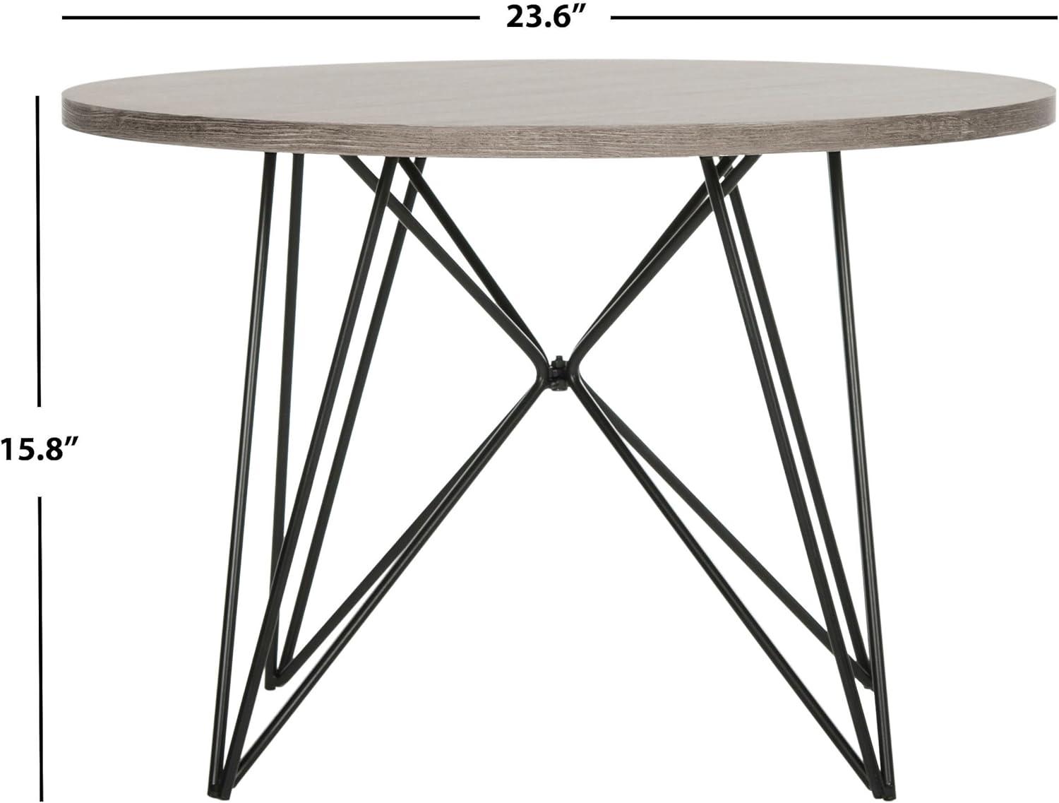image:imageSafavieh Home Collection Vida Modern White Lacquer Round Hairpin Leg End TableLight Brown
