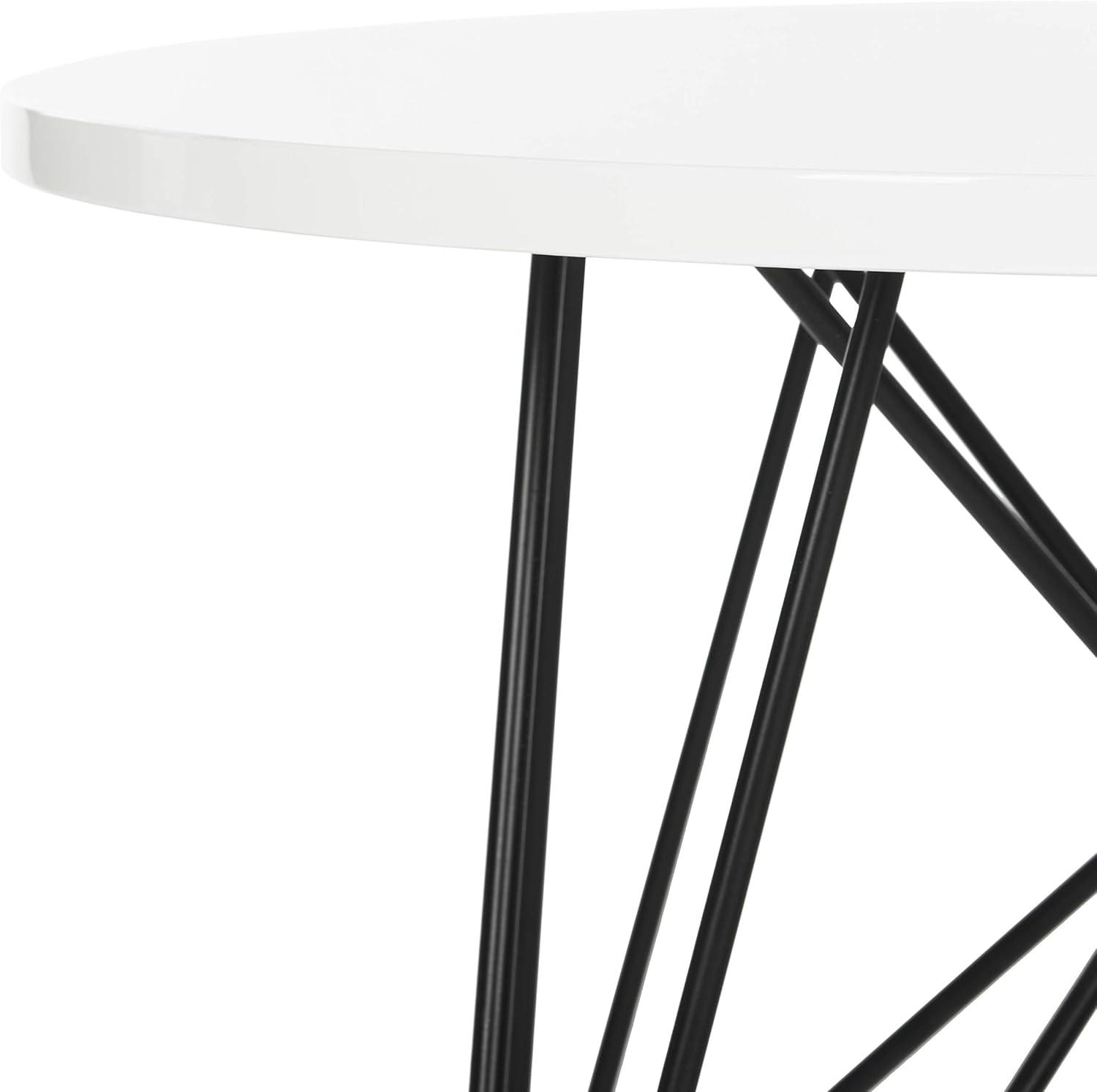 image:imageSafavieh Home Collection Vida Modern White Lacquer Round Hairpin Leg End TableWhite