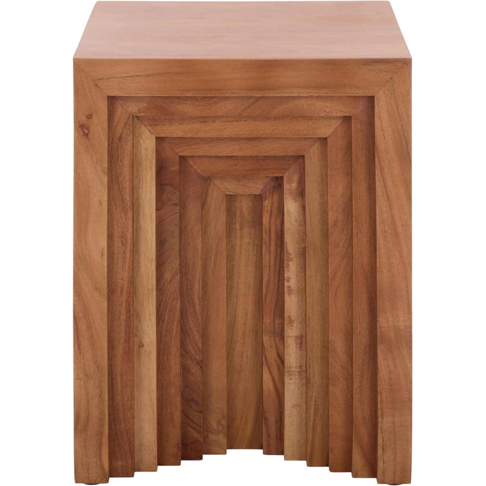 image:imageSAFAVIEH Home Collection Amabu Solid Wood Accent Table in Walnut Finish Modern Round Side Table Fully Assembled ACC3223AWalnut