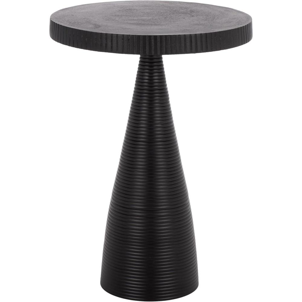 image:imageSAFAVIEH Home Collection Champeaux Black Metal Accent Table Round Top Pedestal Design FOX5527D