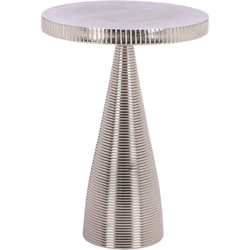 image:imageSAFAVIEH Home Collection Champeaux Silver Metal Accent Table Round Top Pedestal Design FOX5527E