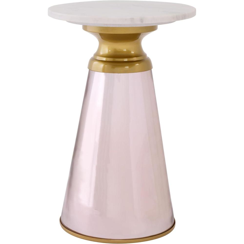 image:imageSAFAVIEH Home Collection Guido Side Table White Marble Top amp Blue Base Modern Accent Table Fully Assembled ACC3215APinkWhite