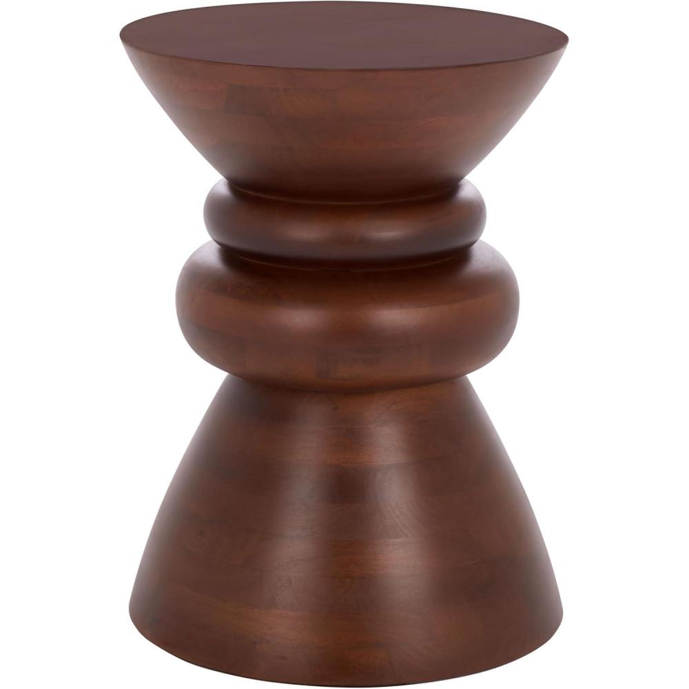 image:imageSAFAVIEH Home Collection Ignacio Walnut Solid Wood Accent Table Sculptural Modern Side Table Fully Assembled ACC3263AWalnut