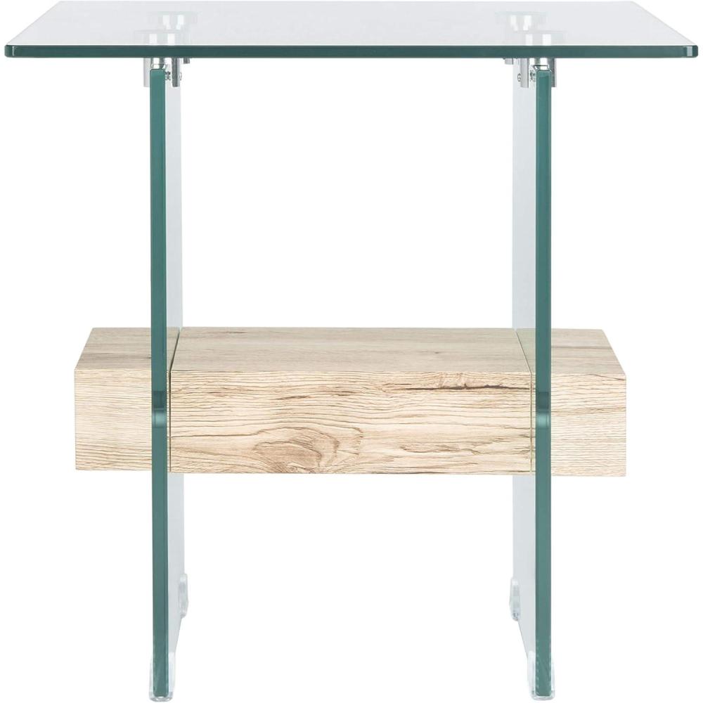 image:imageSAFAVIEH Home Collection Kayley Modern Glass Accent Table with Natural Shelf CleanLined Side Table for Living Room or Bedroom ACC7001ANatural Glass