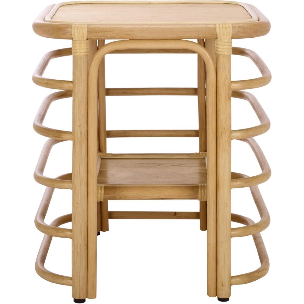 image:imageSAFAVIEH Home Collection  Maestro Natural Rattan Accent Table Tropical Boho Design Fully Assembled ACC5400ANatural