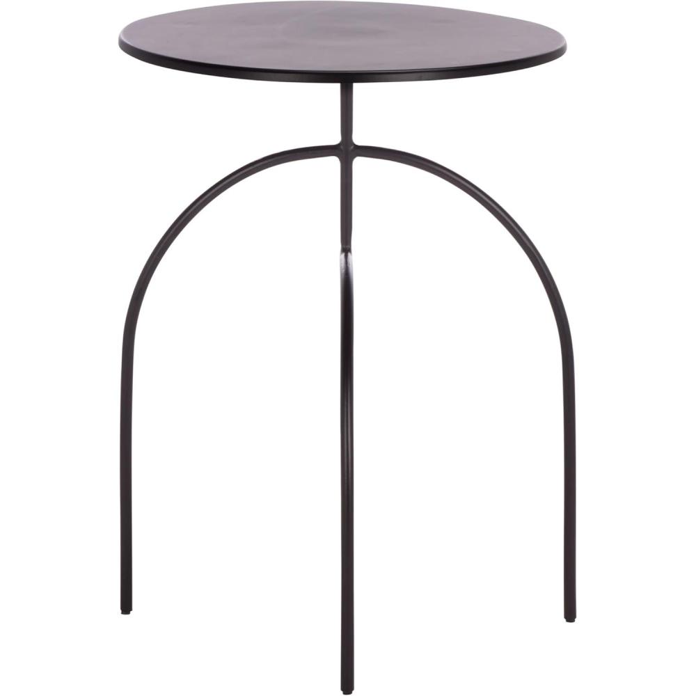 image:imageSAFAVIEH Home Collection Saburo Round White Iron Accent Table Modern Minimalist Side Table Fully Assembled ACC3243BBlack