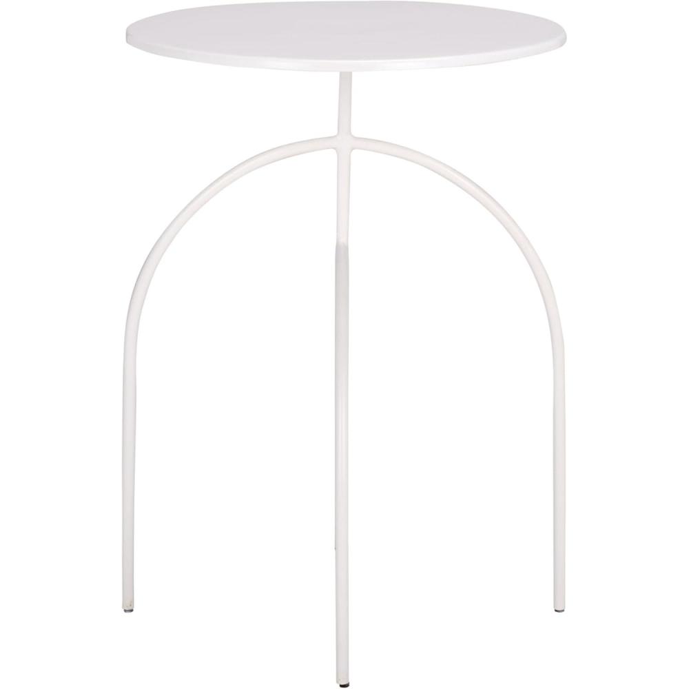 image:imageSAFAVIEH Home Collection Saburo Round White Iron Accent Table Modern Minimalist Side Table Fully Assembled ACC3243BWhite