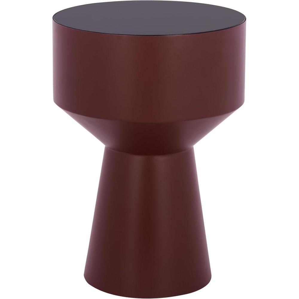 image:imageSAFAVIEH Home Collection Sumiko Accent Table with Black Glass Top amp Taupe Iron Base Modern Sculptural Side Table Fully Assembled ACC3233ABlackBordeaux