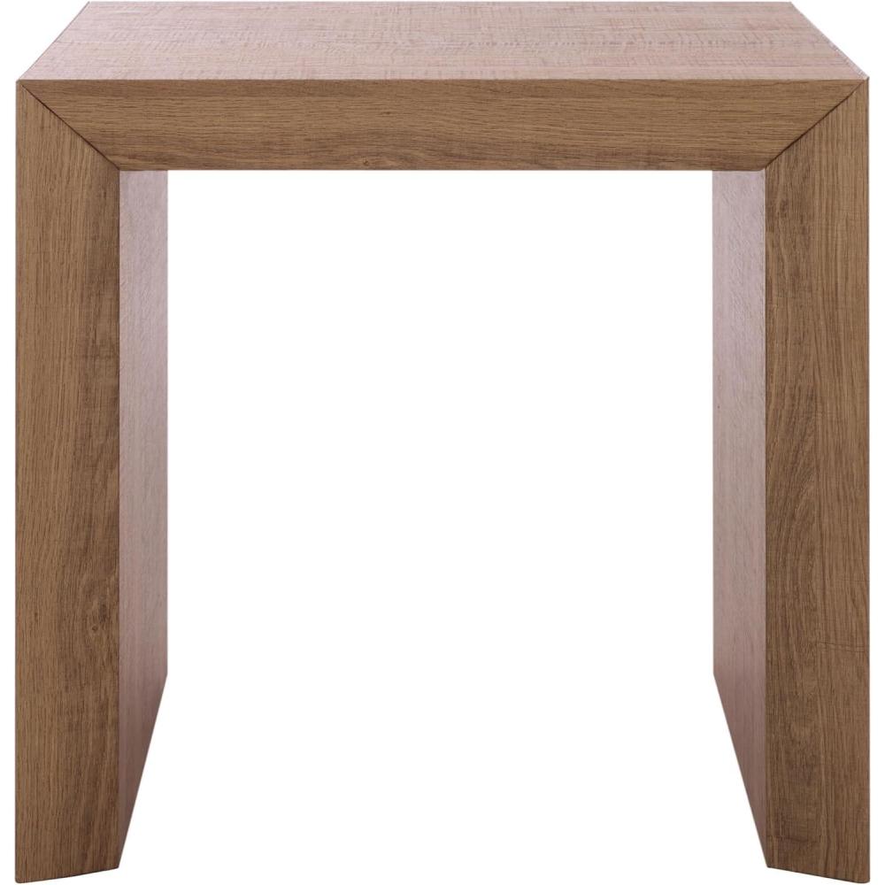 image:imageSAFAVIEH Home Collection Woodrow Square Accent Table Neutral Beige Faux Travertine Veneer ACC7006BNatural Brown