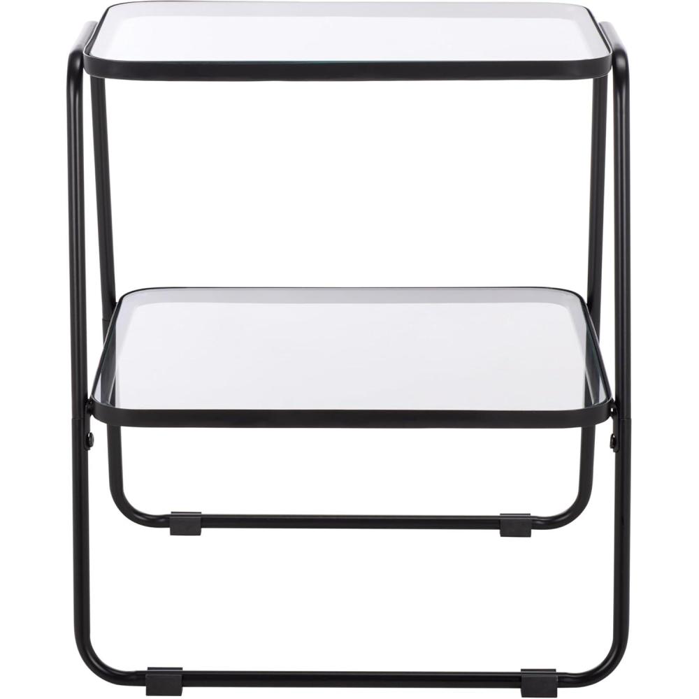 image:imageSAFAVIEH Home Collection Zunia Black Metal amp Glass Accent Table Modern 2Tier Side Table Sleek Contemporary Design ACC2330ABlack
