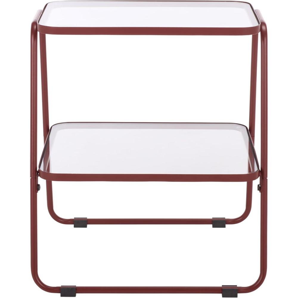 image:imageSAFAVIEH Home Collection Zunia Black Metal amp Glass Accent Table Modern 2Tier Side Table Sleek Contemporary Design ACC2330ABrickred