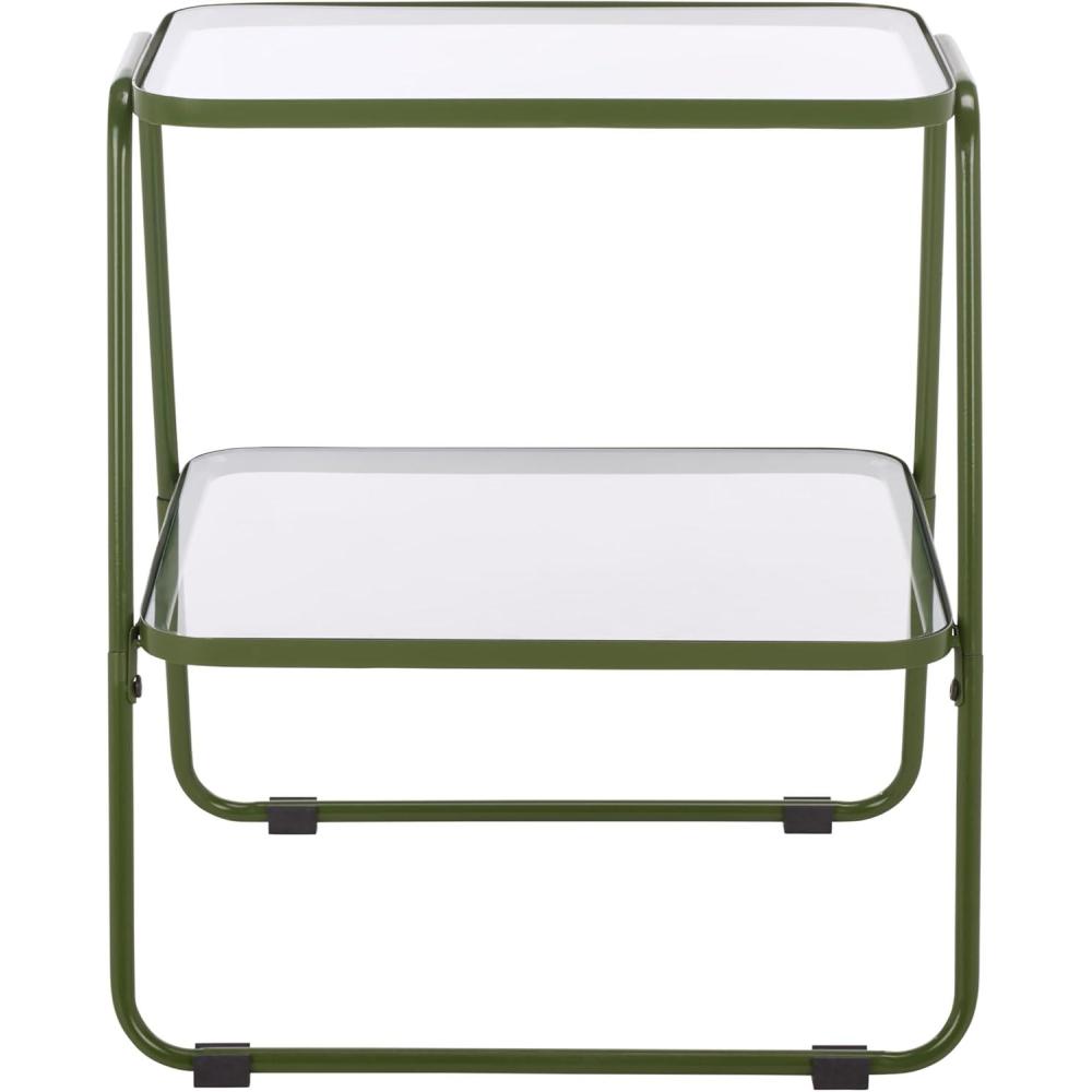 image:imageSAFAVIEH Home Collection  Zunia Black Metal amp Glass Accent Table Modern 2Tier Side Table Sleek Contemporary Design ACC2330AGreen