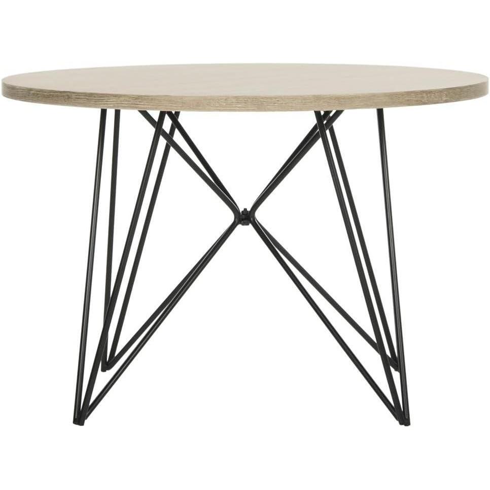 image:imageSafavieh Home Collection Vida Modern White Lacquer Round Hairpin Leg End TableLight Brown
